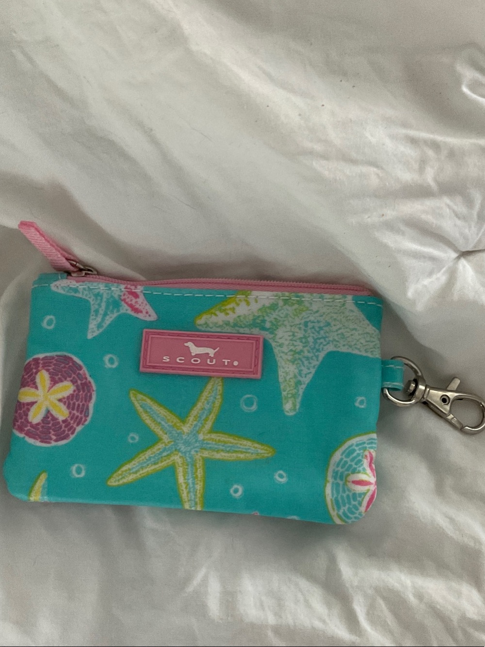 Scout Turquoise Starfish Pouch with Pink Trim